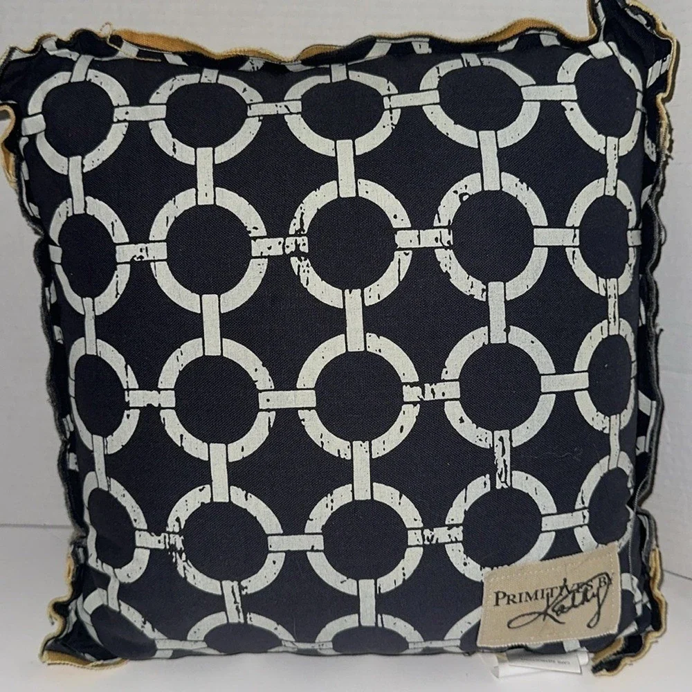 Primitives by Kathy Gone Sailin Nautical Throw Pillow Yellow Navy Cotton 31033